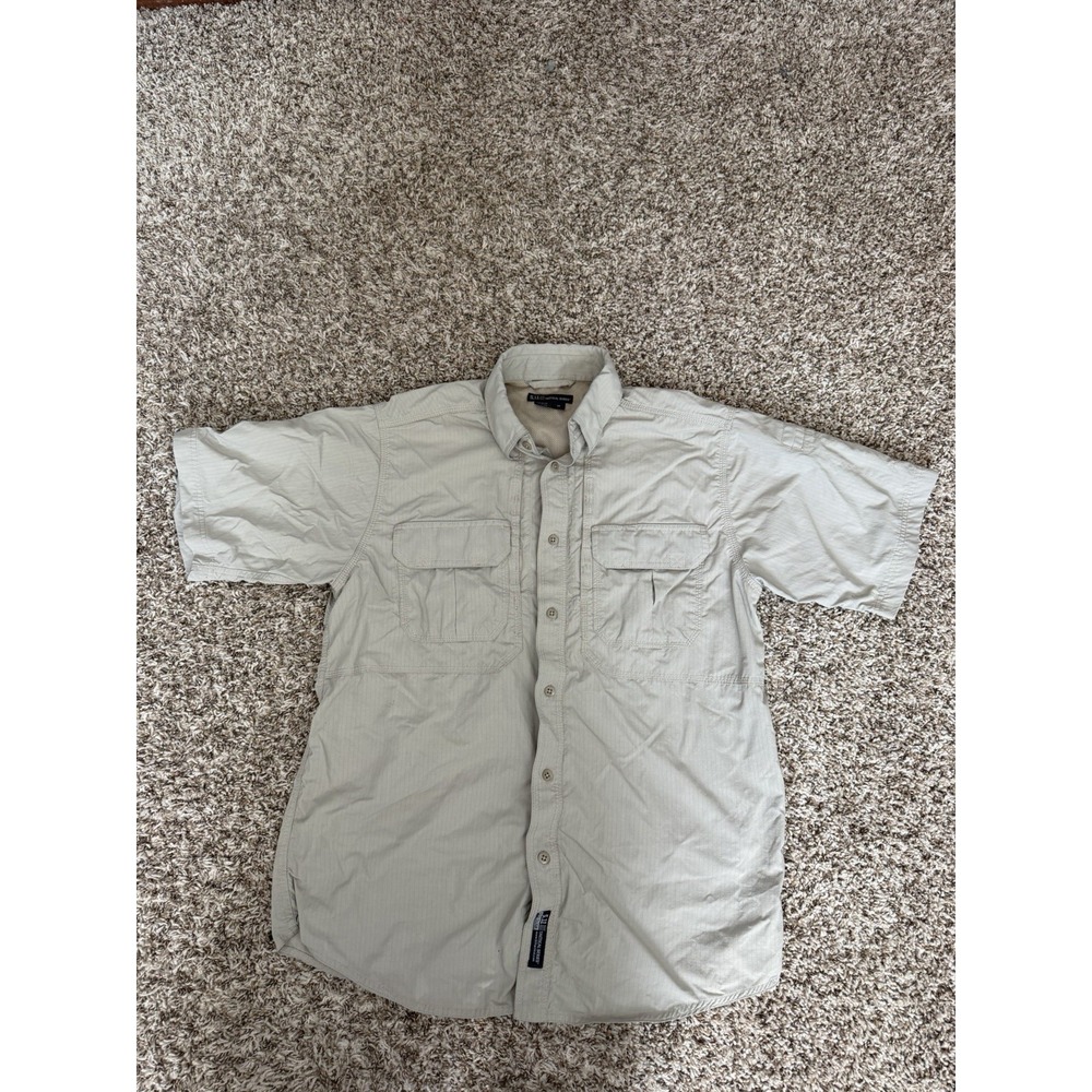 5.11 Tactical Series Short Sleeve Khaki Tan Vented Canvas Shirt Men's Medium